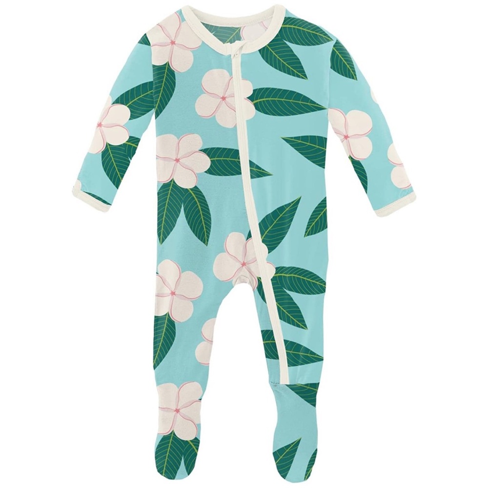 Kickee Pants • Footies with Zipper, Super Soft One-Piece, Bamboo (NB)
